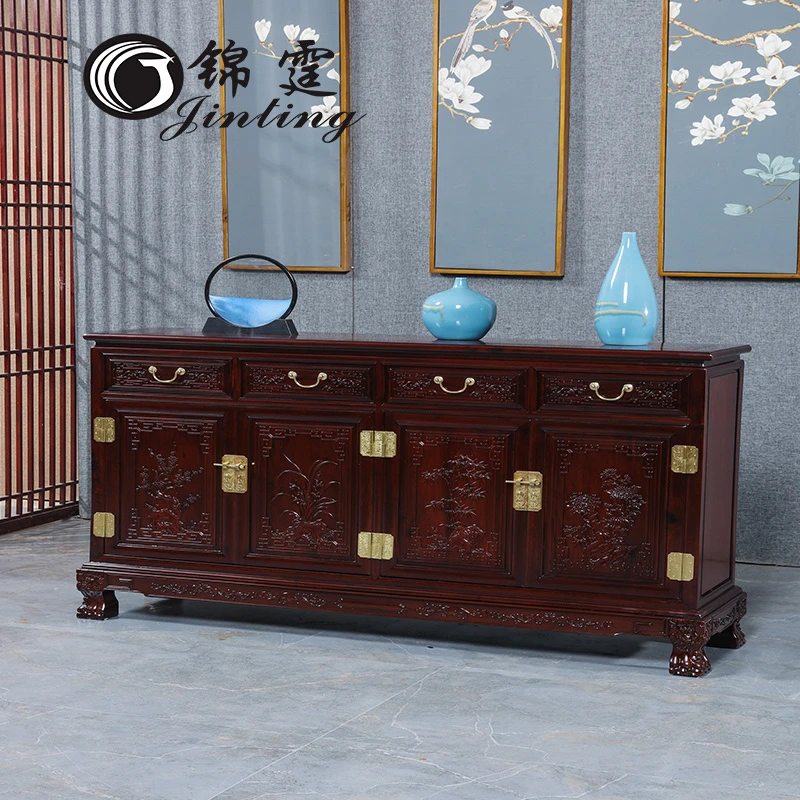 jinting/锦霆餐边柜非洲酸枝木茶水柜中式客厅储物柜实木玄关酒柜