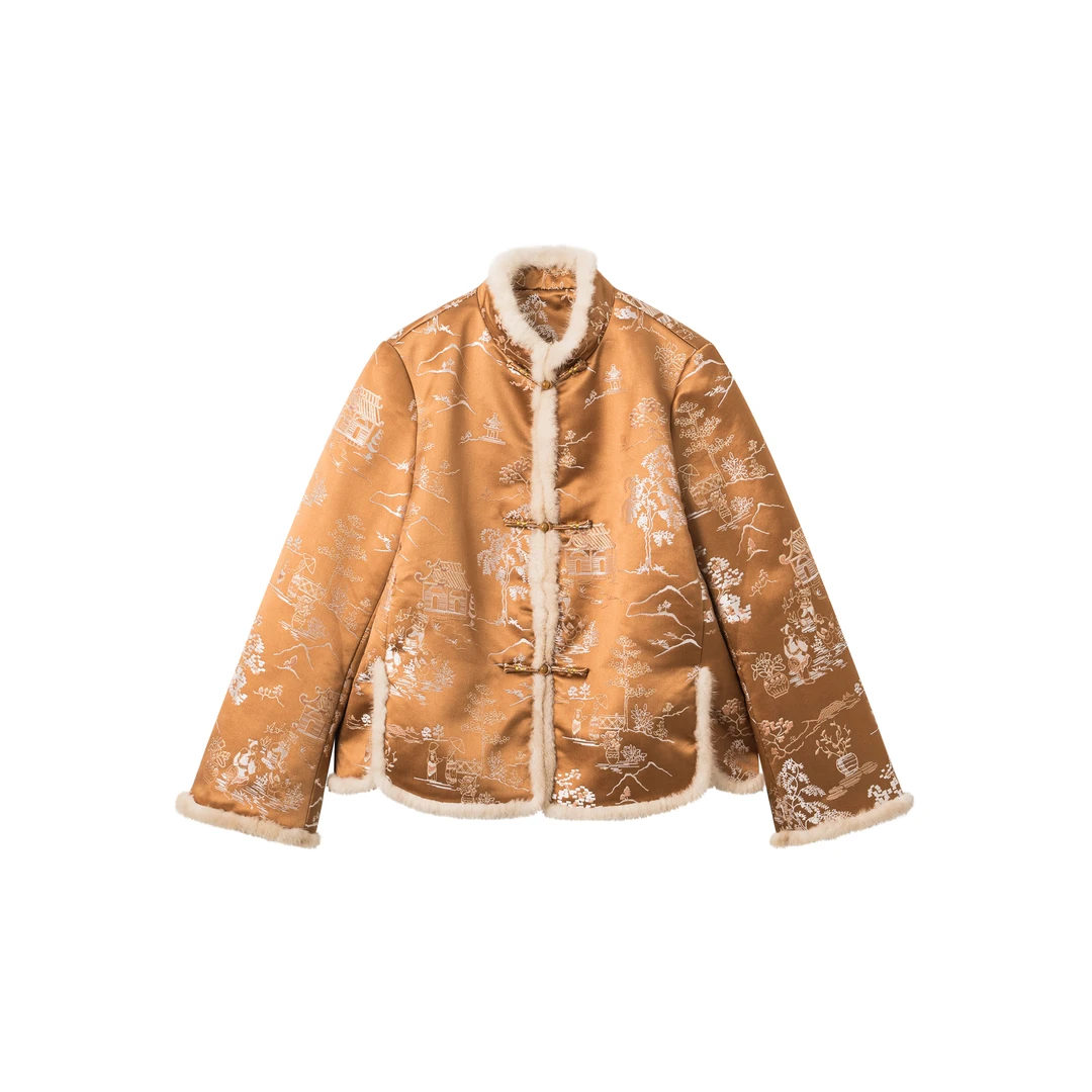 【书荞】新中式轻奢优雅风桑蚕丝通勤秋冬棉衣民族风贵气减龄棉服