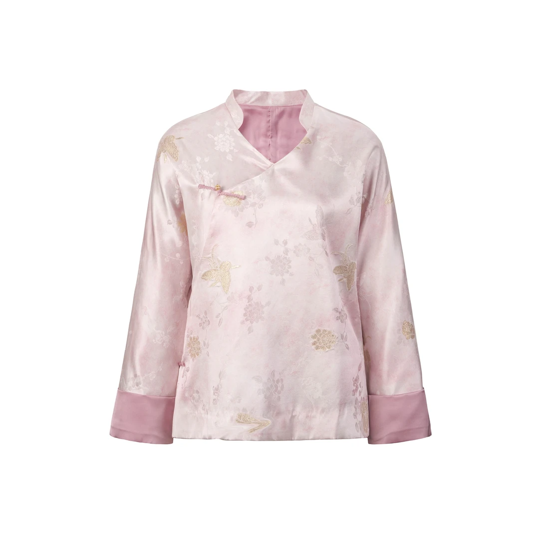 【映桃】春季上新复古桑蚕丝春节新款外套民族风百搭出街减龄显白