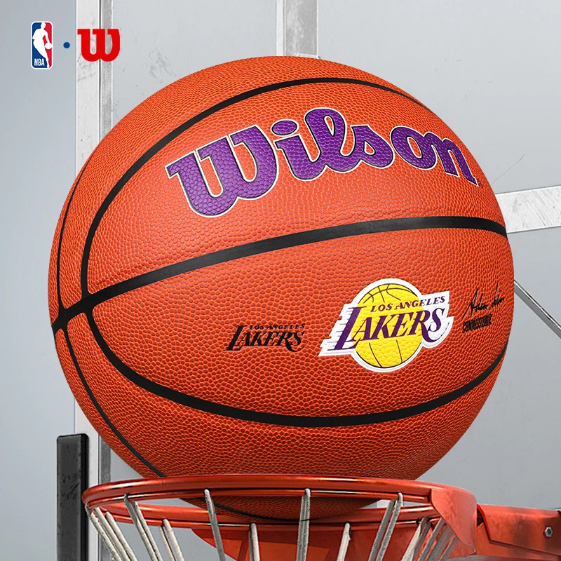 Wilson/威尔胜NBA队徽球洛杉矶湖人队PU室内外训练比赛7号球篮球