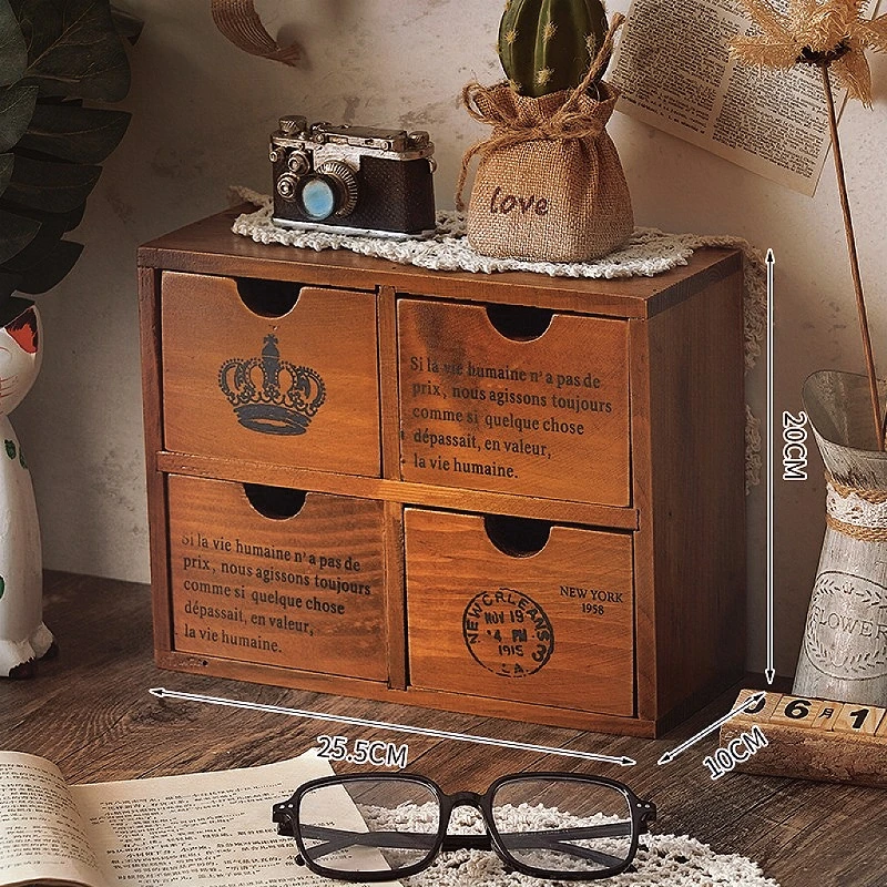 夏沐梵木桌面收纳盒抽屉式日式柜子钥匙门口玄关分隔收纳杂物梳