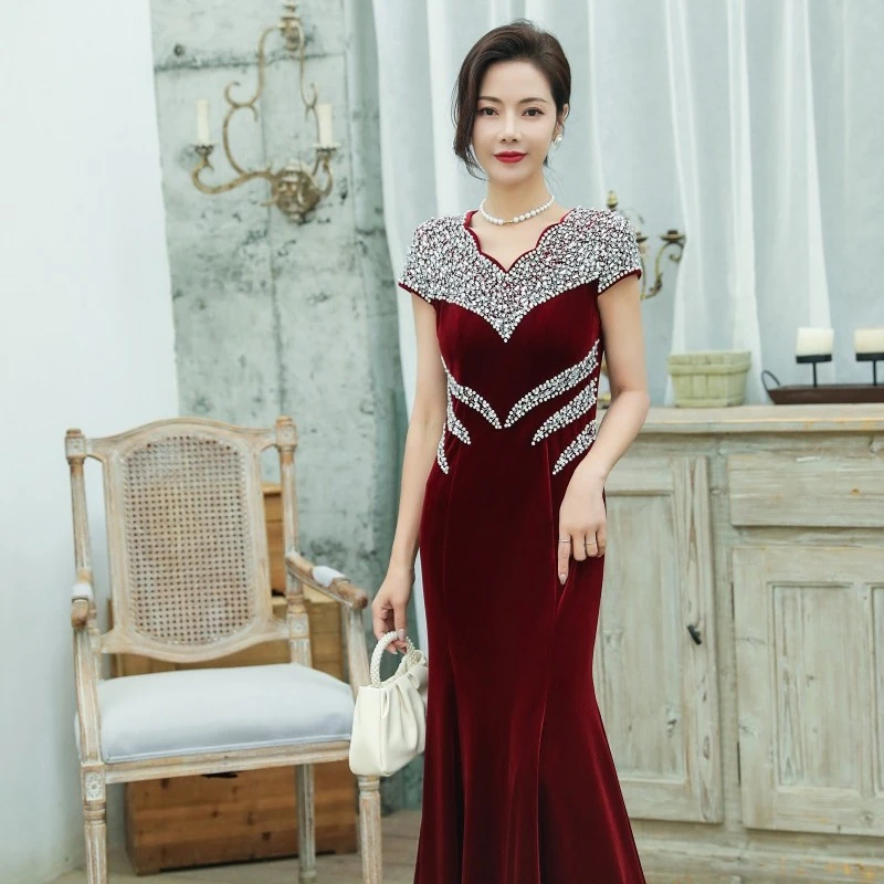 京羽裳72690重工艺手工钉珠优雅气质礼服宴会喜婆婆喜妈妈婚宴装