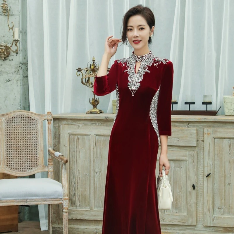 京羽裳72785重工艺手工钉珠高贵优雅气质礼服喜婆婆喜妈妈婚宴装