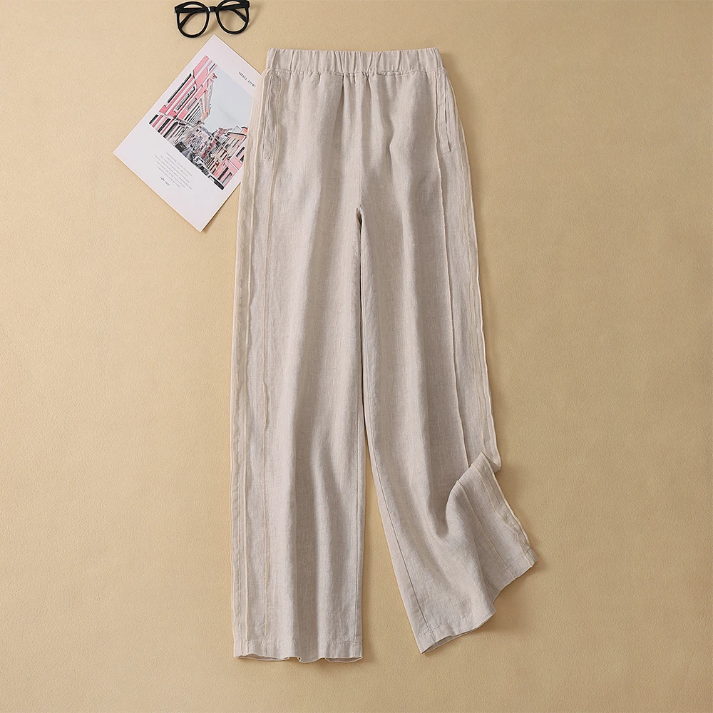 2025夏季新款亚麻棉麻阔腿裤蕾丝 简约 轻奢 大气 自信