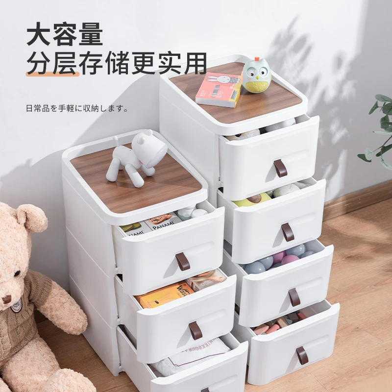 床头柜抽屉式收纳储物柜客厅落地大容量家用储物柜塑料柜置物柜架