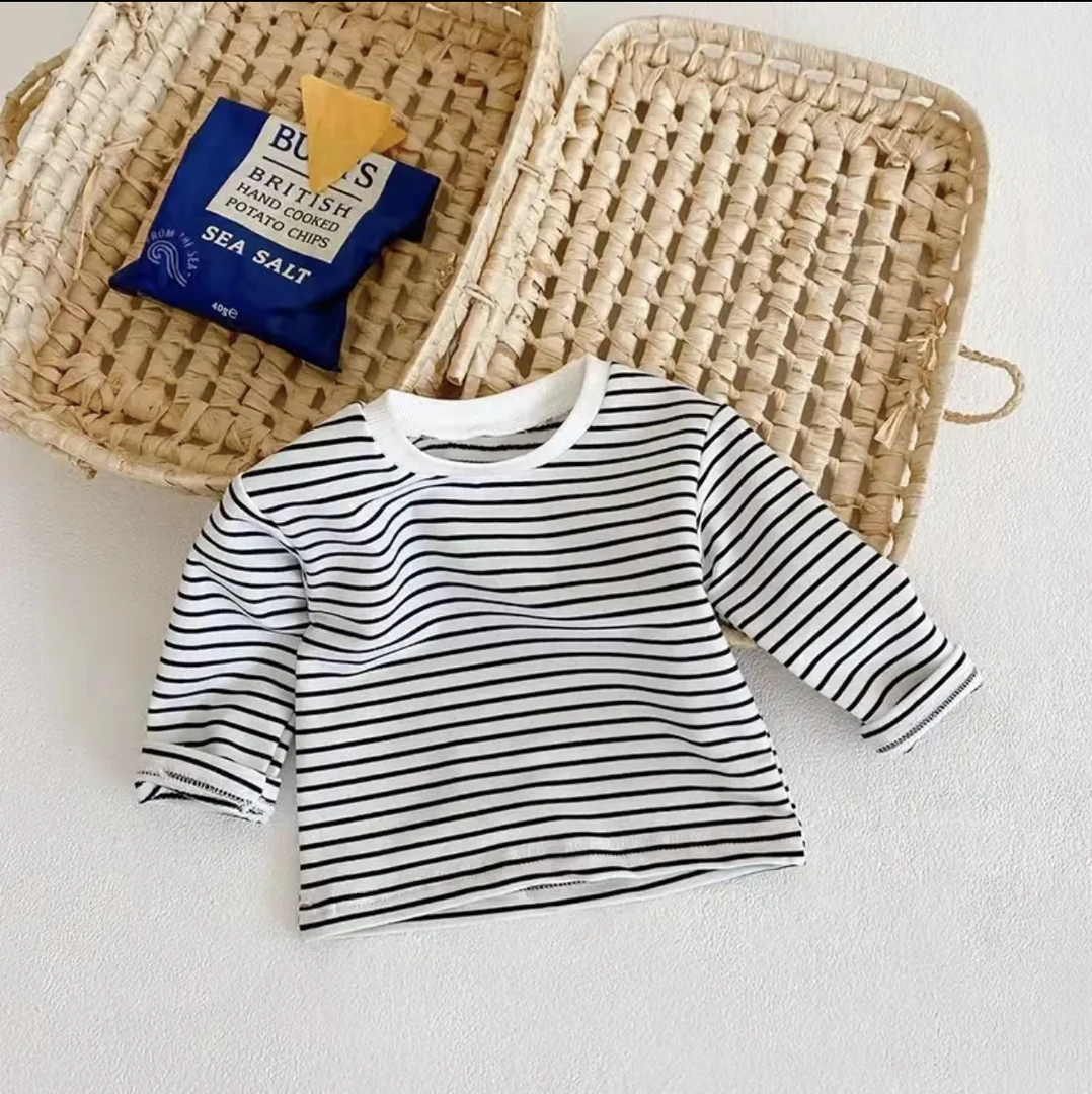 春季百搭休闲男宝宝女宝宝都能穿舒服透气条纹打底衫（可搭配牛仔