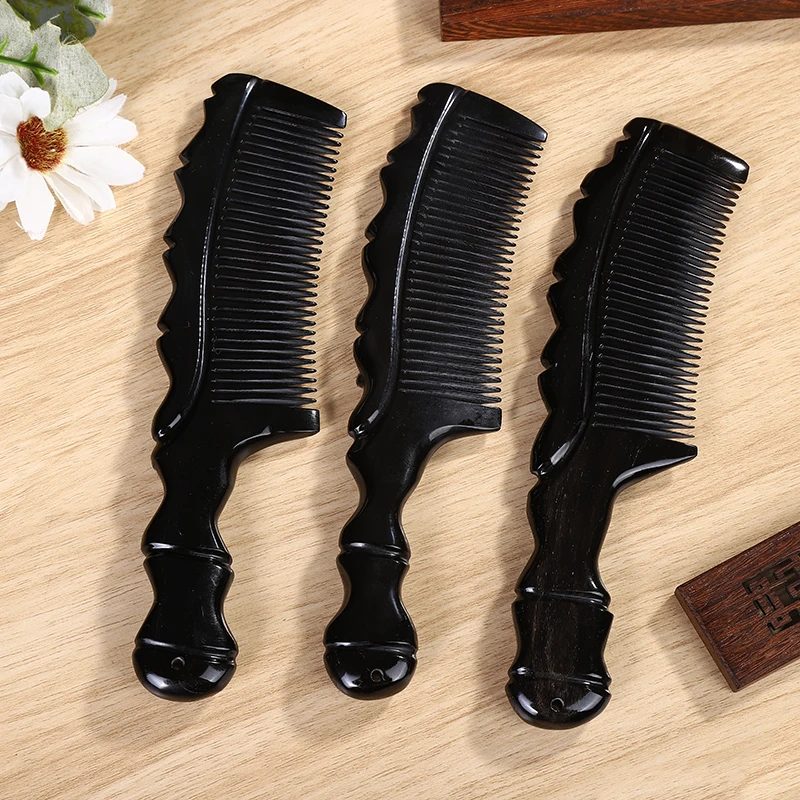 正品黑水牛角梳多工能按摩梳防静电美发梳防脱发梳工艺礼品保健梳