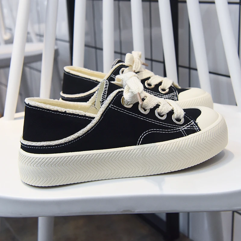 2023年夏季新款半拖帆布鞋女鞋子厚底百搭爆款板鞋潮流一脚蹬布鞋