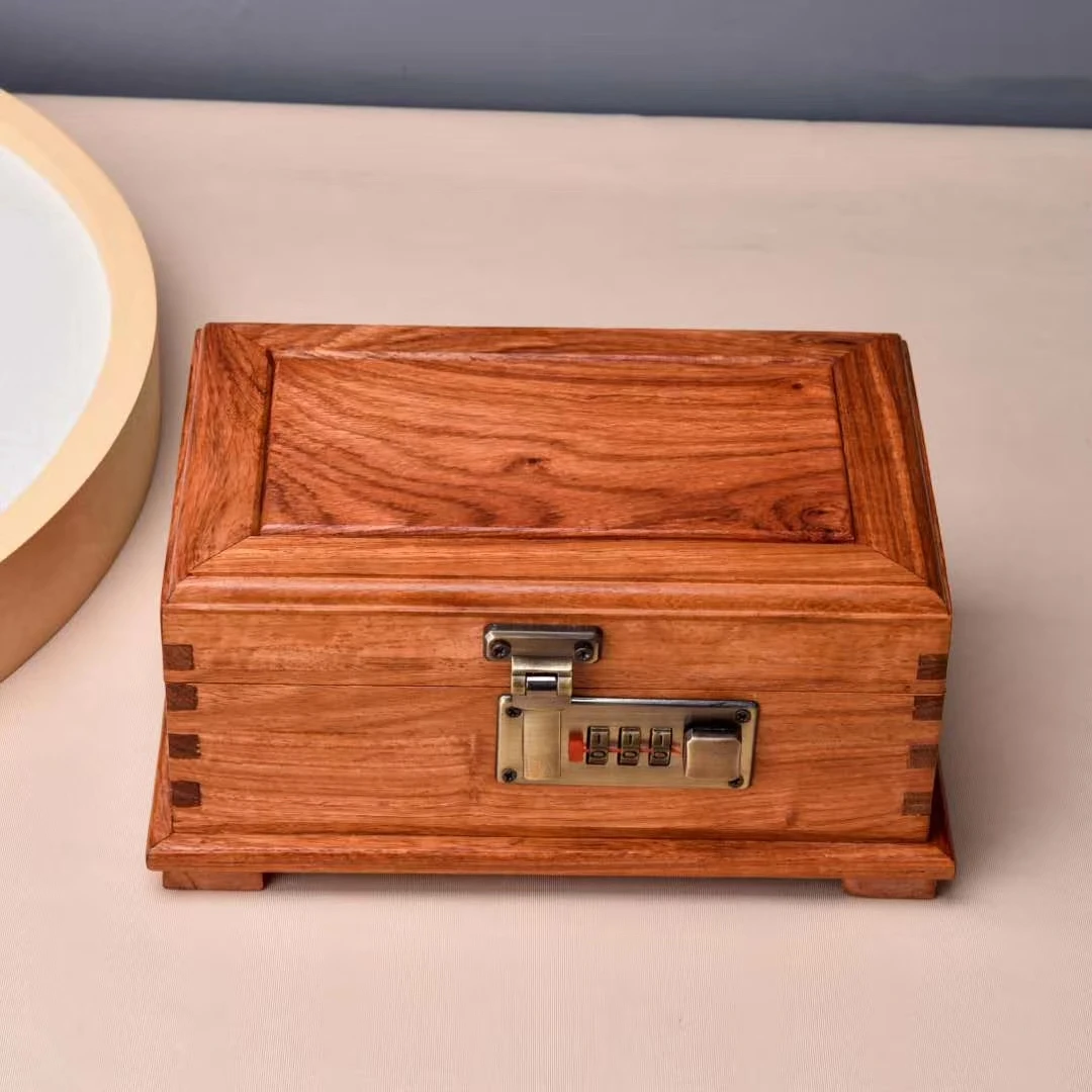 红木首饰盒 缅花密码箱 耳环手链收纳 生日礼品