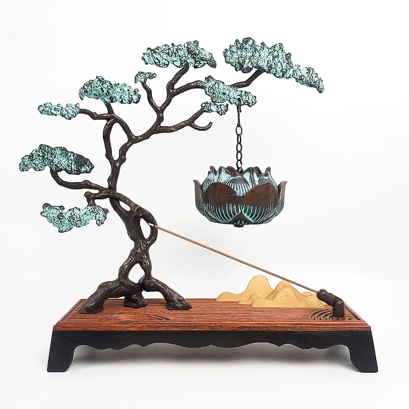 挂式香炉纯铜迎客松莲花吊挂铜炉盘香炉熏香炉经典热卖