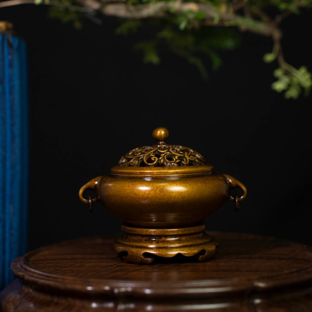 赵玉保手工铜炉 钵式衔环熏炉 香道器具香炉