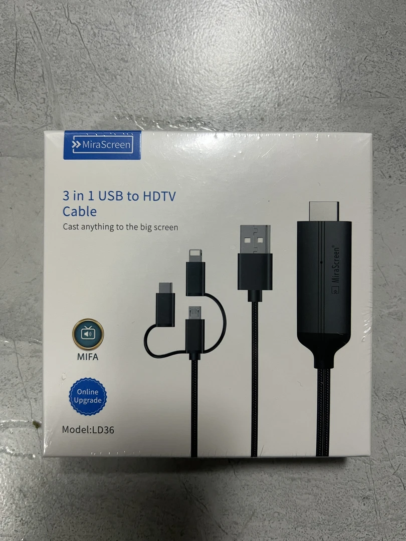 三合一接口有线投屏器适用于安卓苹果iphone华为连接电视机2米长