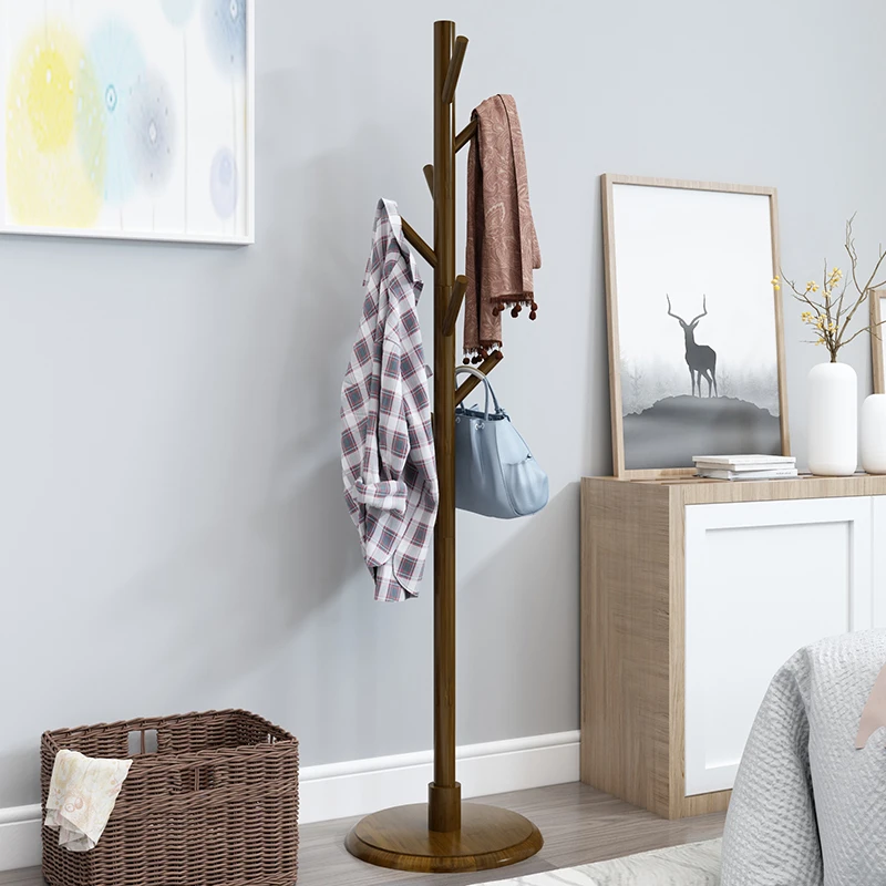 晓意衣帽架落地挂衣架实木卧室简易家用简约网红挂包帽衣服置物架