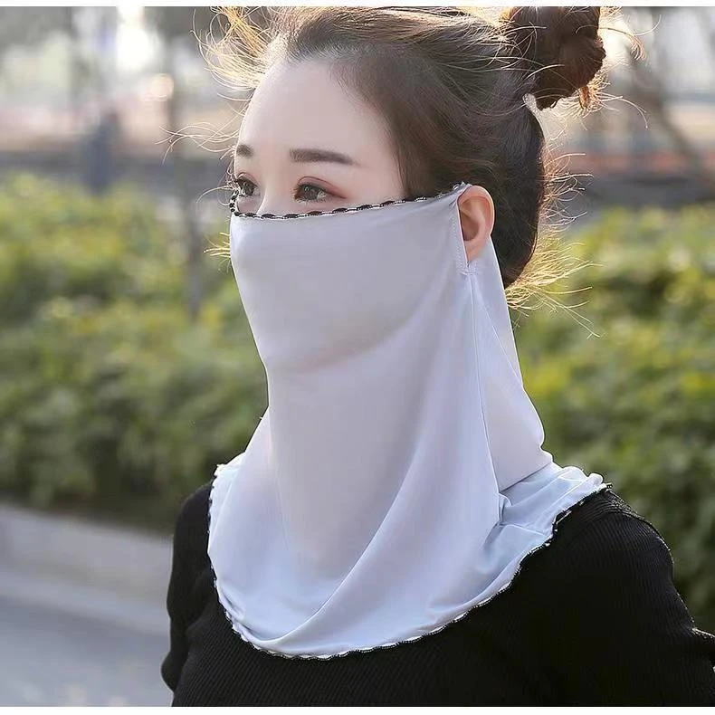 冰丝防晒面罩夏护颈披肩女防晒出游骑行遮阳透气面纱清凉护脸夏季