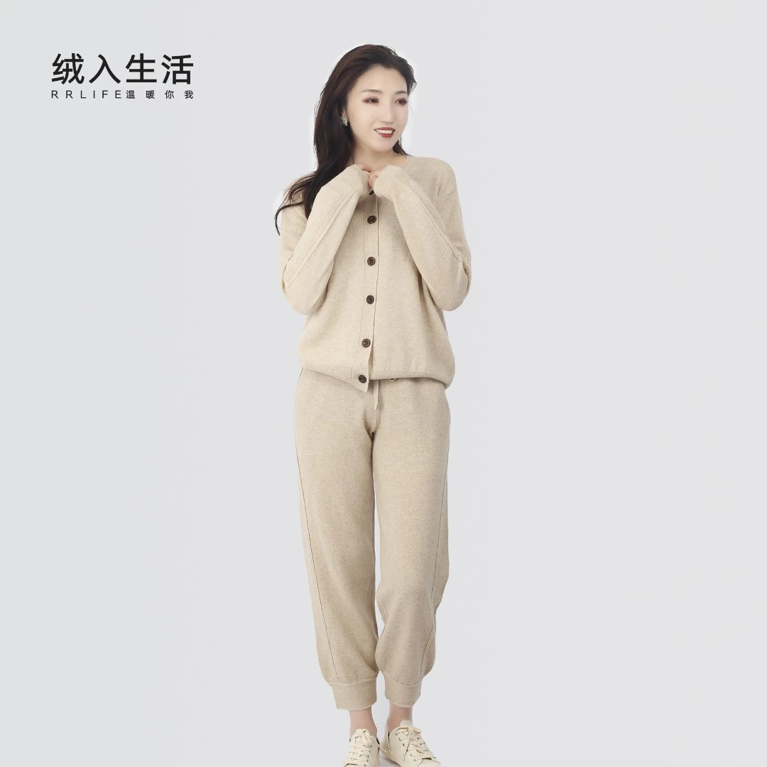 RRLIFE/绒入生活【绒畅】100分山羊绒女士秋冬款宽松保暖圆领长袖衫