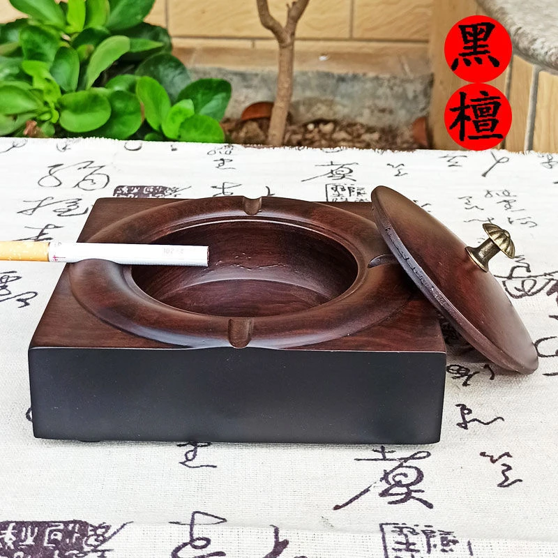 黑檀木烟灰缸实木烟缸创意个性潮流复古怀旧实木质家用客厅清仓