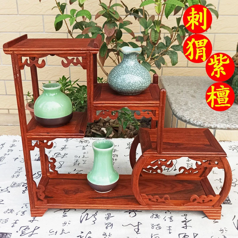 高档紫砂壶摆放架小实木木置壶架收纳架博古架木质收纳展示架桌面