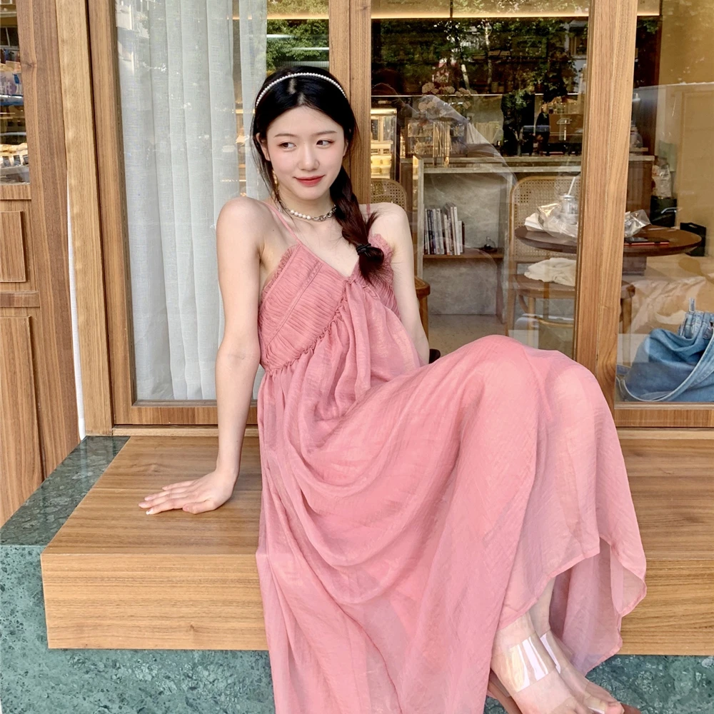 夏季新款设计高级感小众法式甜美初恋系显白显瘦少女吊带连衣裙子