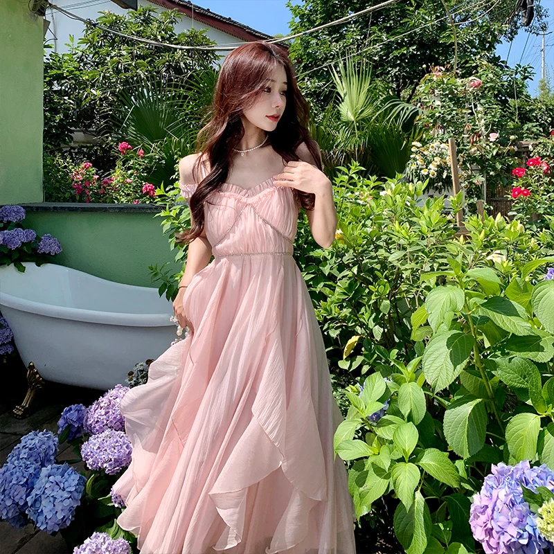 茶歇法式高级感吊带连衣裙女夏气质显瘦奶甜在逃公主初恋超仙裙子