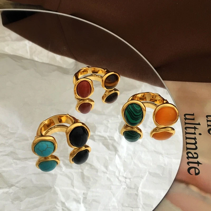 铜合金戒指 复古欧美个性潮流撞色戒指时尚指环高级感食指戒