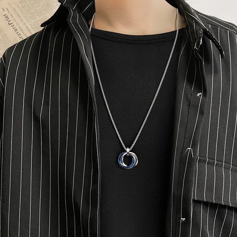 钛钢合成锆石吊坠 项链男潮ins男士吊坠韩版个性挂件嘻哈网红男生
