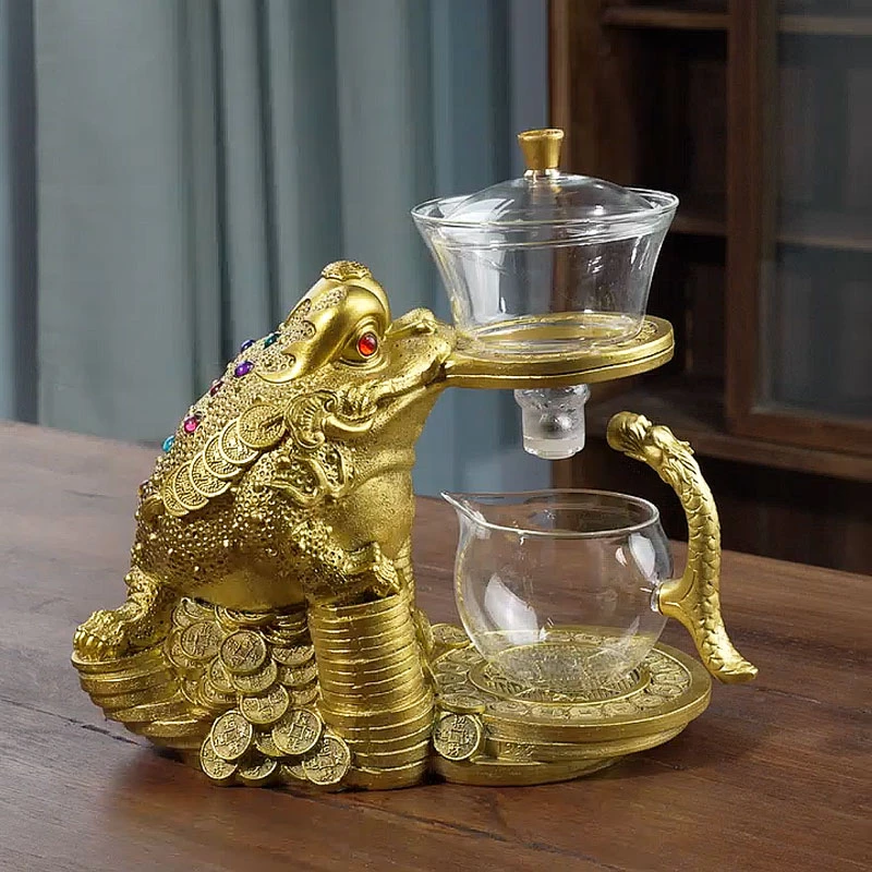 创意金蟾全自动茶具玻璃懒人功夫茶杯套装精美家用便利泡茶器高档