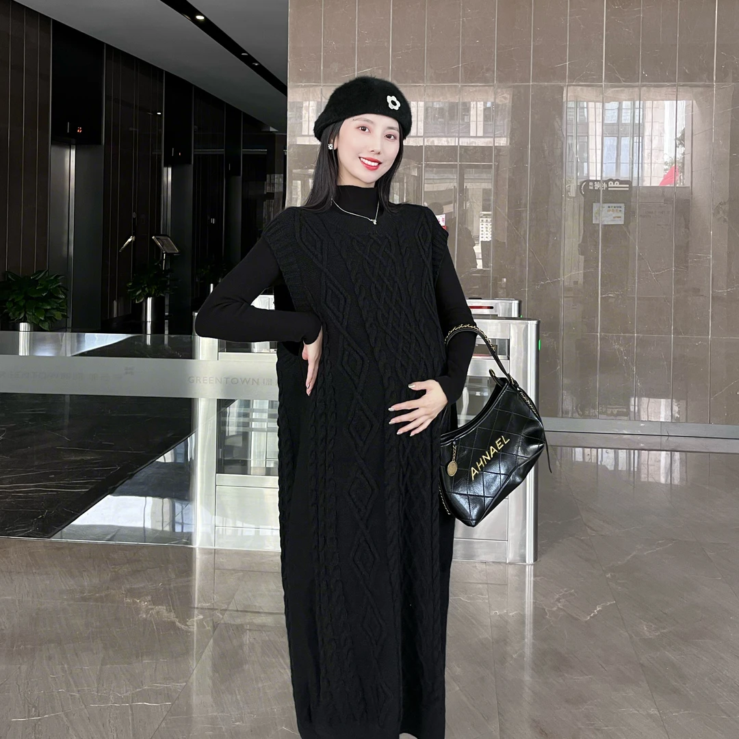 现货/AROOM孕妇装秋冬季设计感宽松气质显瘦百搭马甲连衣裙U23-4