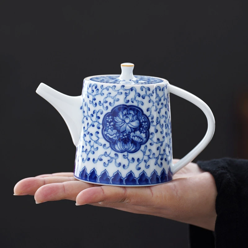 青花瓷茶壶功夫茶具手工壶单壶陶瓷中式小号手执壶白瓷泡茶器过滤