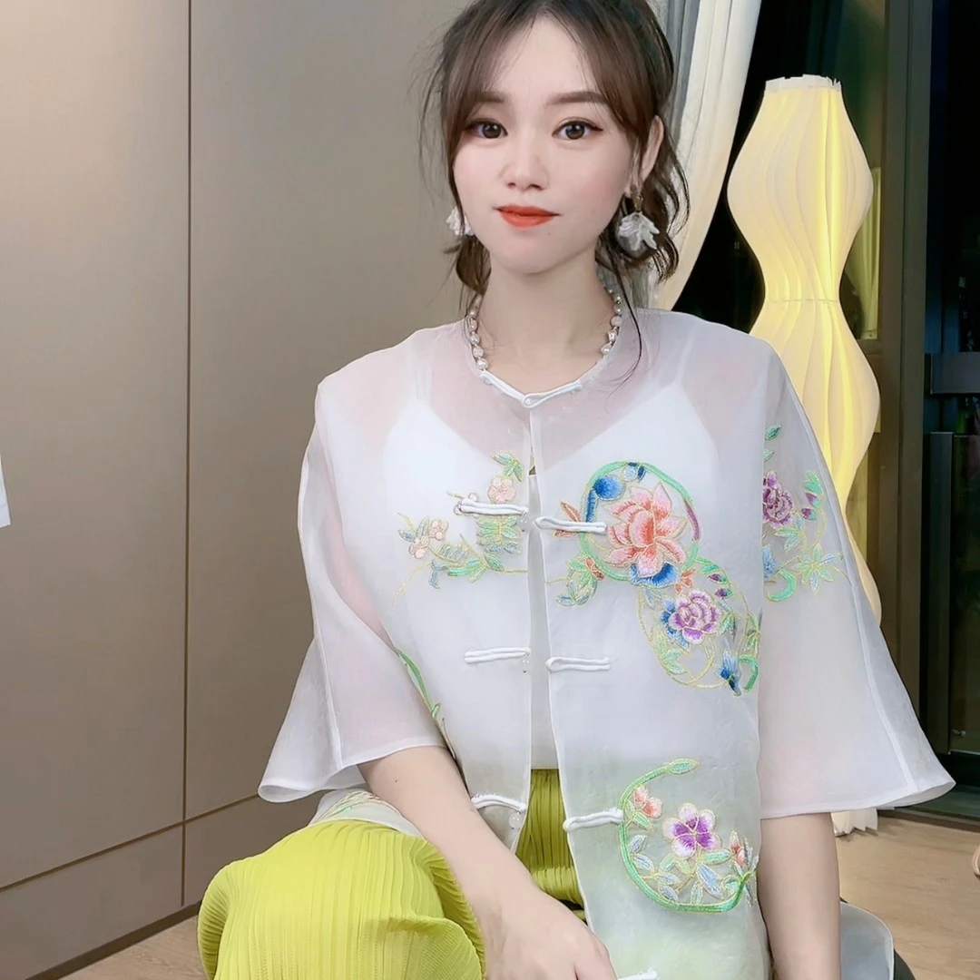 0706#浮生如梦 桑蚕丝重工刺绣国风开衫外套