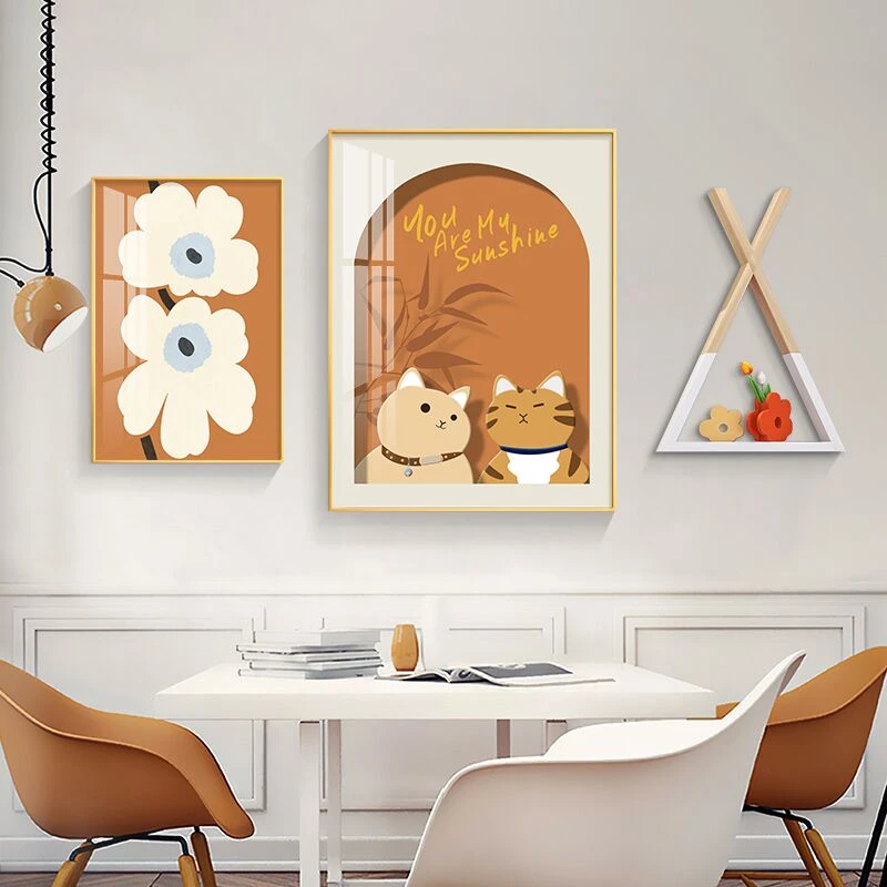 北欧文艺餐厅装饰画客厅餐桌背景墙壁画现代简约创意组合饭厅挂画