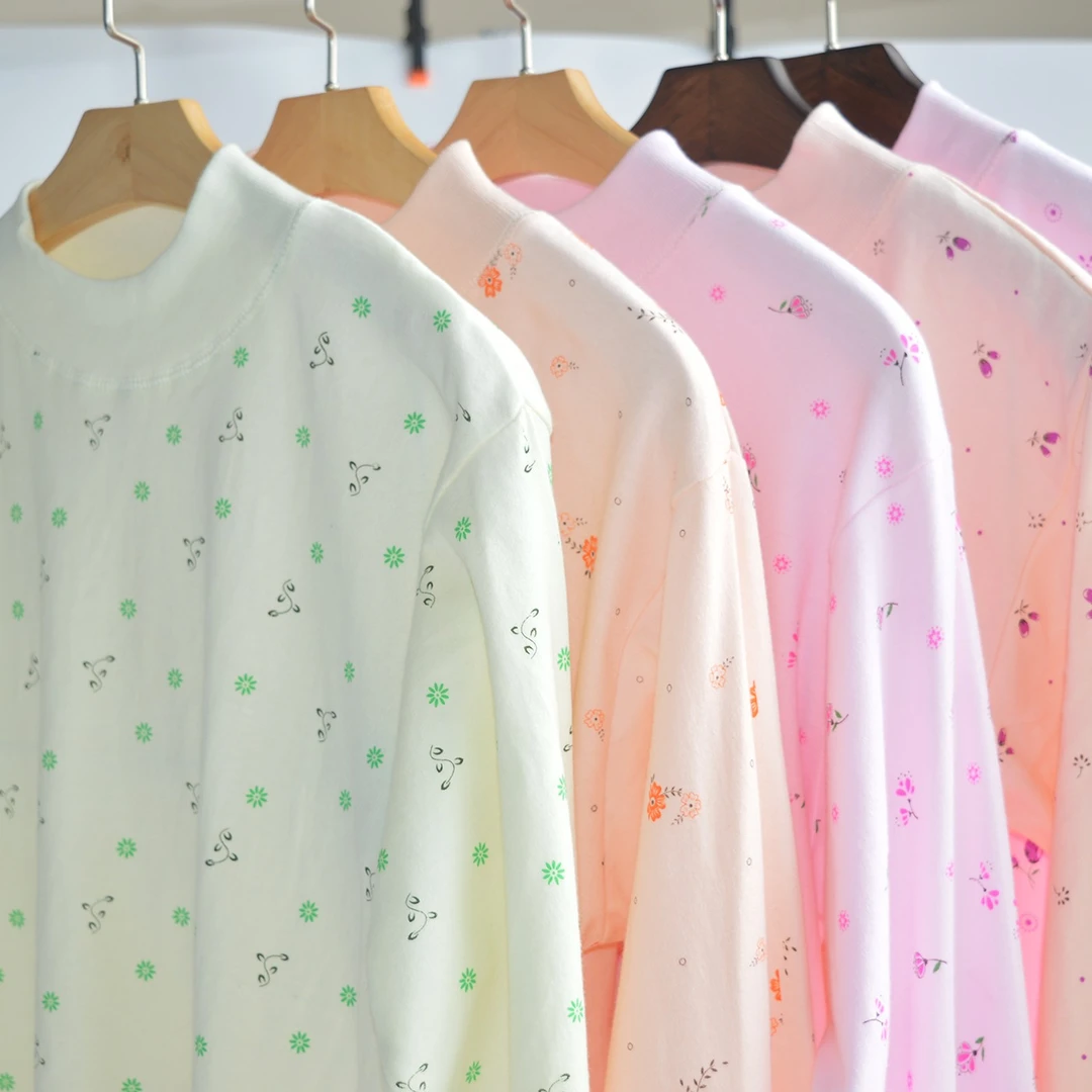 女士秋衣纯棉单件上衣中老年全棉内衣线衣老式宽松保暖棉毛衫内穿