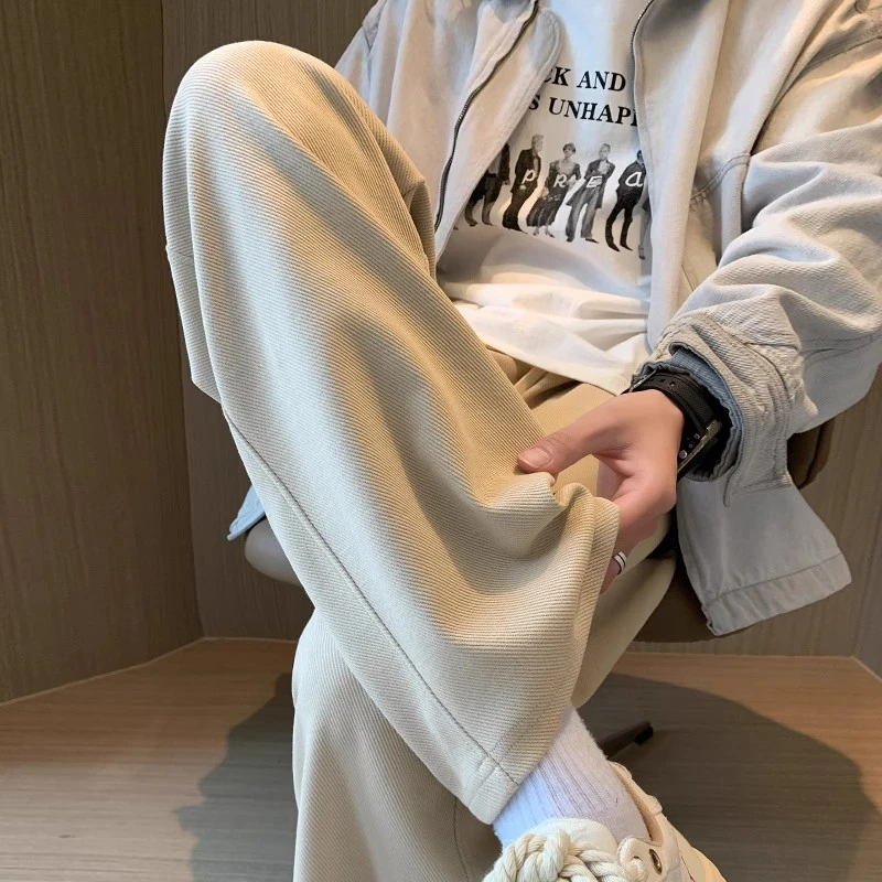 宽松直筒裤男款秋冬款男裤加绒休闲裤男士高级感冬季男生运动裤子