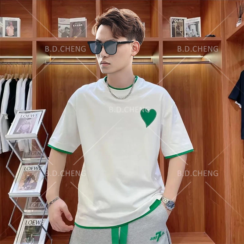 夏季新款宽松潮流男士印花百搭日常圆领短袖上衣T恤22022