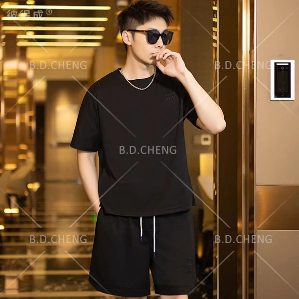 新款夏季休闲宽松百搭纯色潮流运动套装22021套装