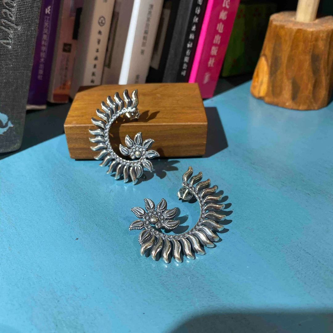 925银银制品 925银 半月耳环 耳钉