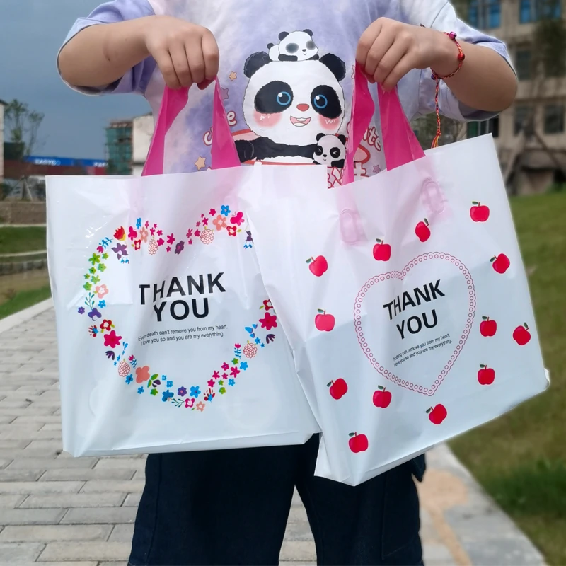 50个加厚谢谢你塑料手提袋单肩服装袋购物袋高颜值礼品袋手提袋