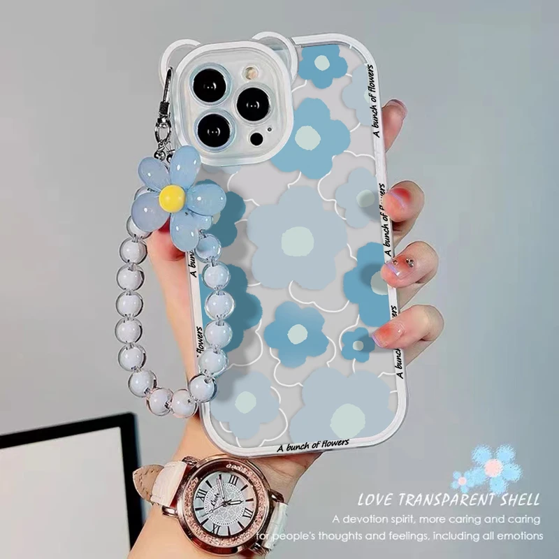 蓝色花手链iPhone13promax苹果12 13手机壳XS/XR简约7plus 86s女