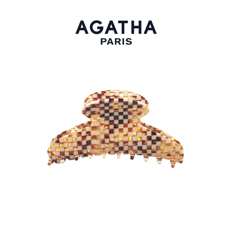 AGATHA法式棋盘格百搭发夹气质网红新款头饰大抓夹X
