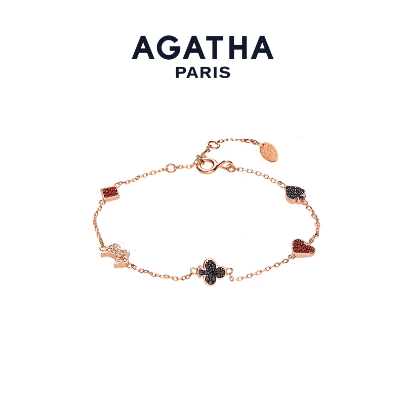 AGATHA 925银合成锆石手链 扑克女王手链轻奢尤莱特小众时尚镶钻D