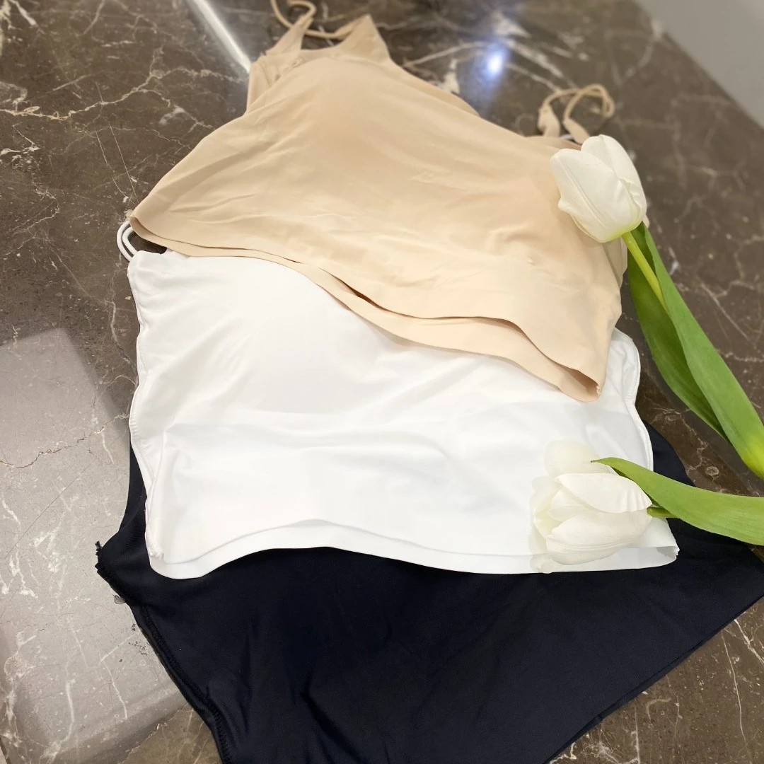 Z.R上品屋冰丝无痕细肩带百搭网红背心简约纯色单件白色一片式
