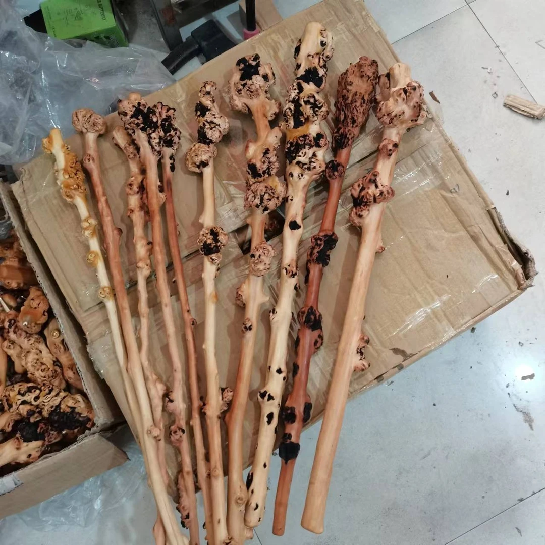 黑果木插花棒橙色把玩棍按摩捶鸟棒精美直播间选货黄色好看