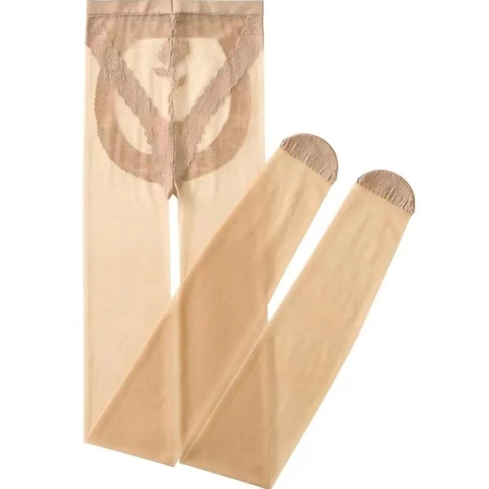 爱心臀超薄一线档3D透明隐形袜女性感蕾丝花边连裤袜（80-130斤）