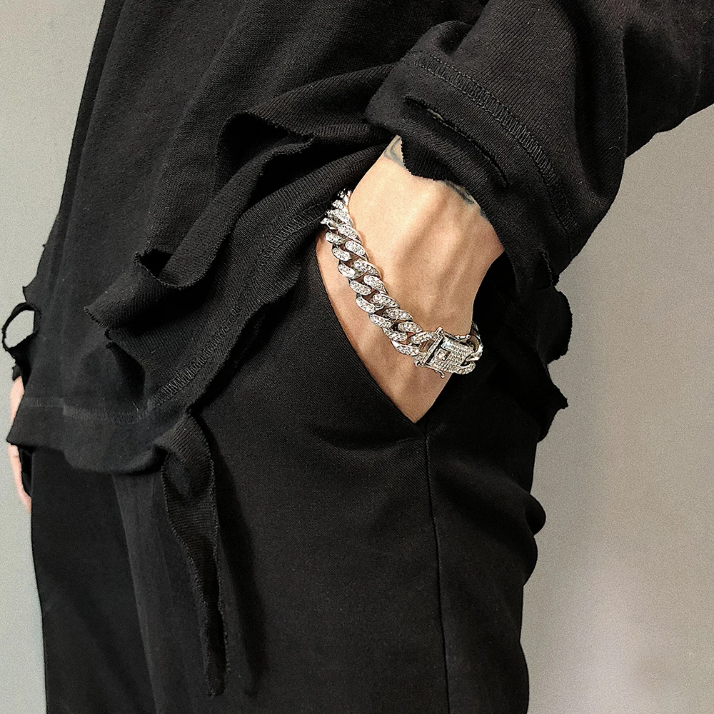 VIBESTUDIOS锌合金素款手链欧美嘻哈古巴链王嘉尔同款hiphop饰品