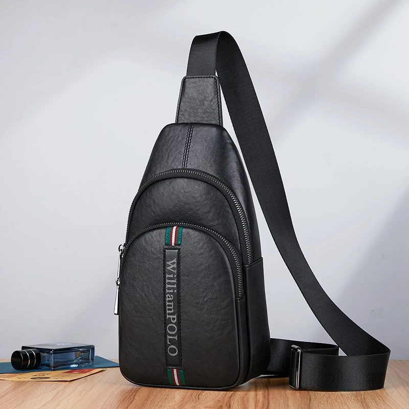 英皇保罗真皮男士包包英伦风时尚斜挎背包真皮牛皮大容量单肩胸包