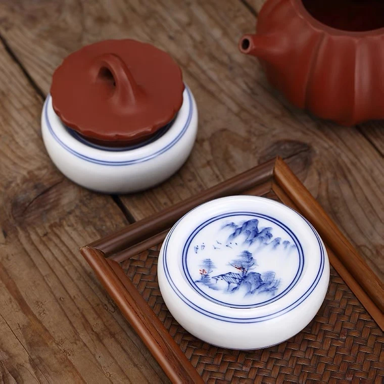 手绘陶瓷盖置茶具高端青花白瓷茶具套装家用茶夹壶盖碗盖托器具