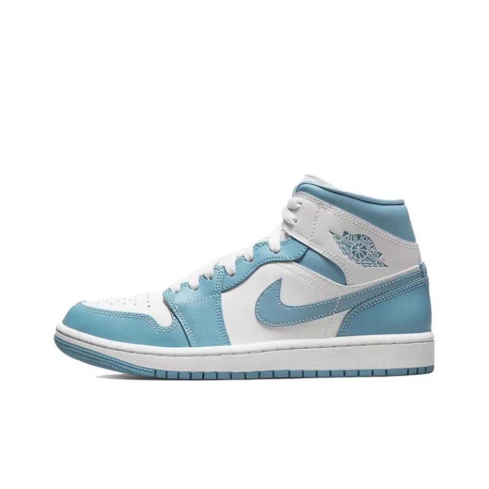 Air Jordan 1 Mid AJ1北卡蓝 白蓝中帮篮球鞋BQ6472-141