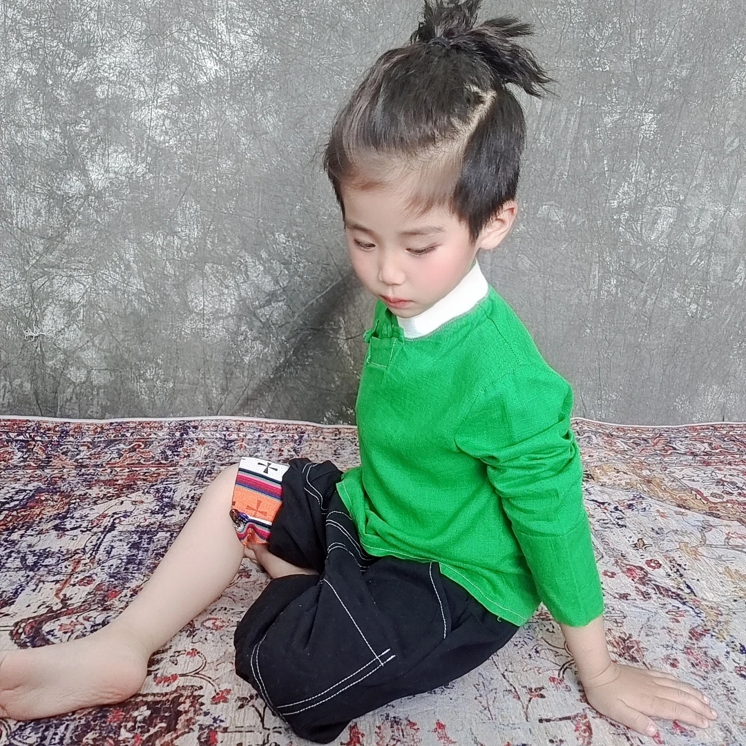 藏族儿童男女宝衬衫少数民族风打底衬衫里衣藏服蒙古服长袖款四季