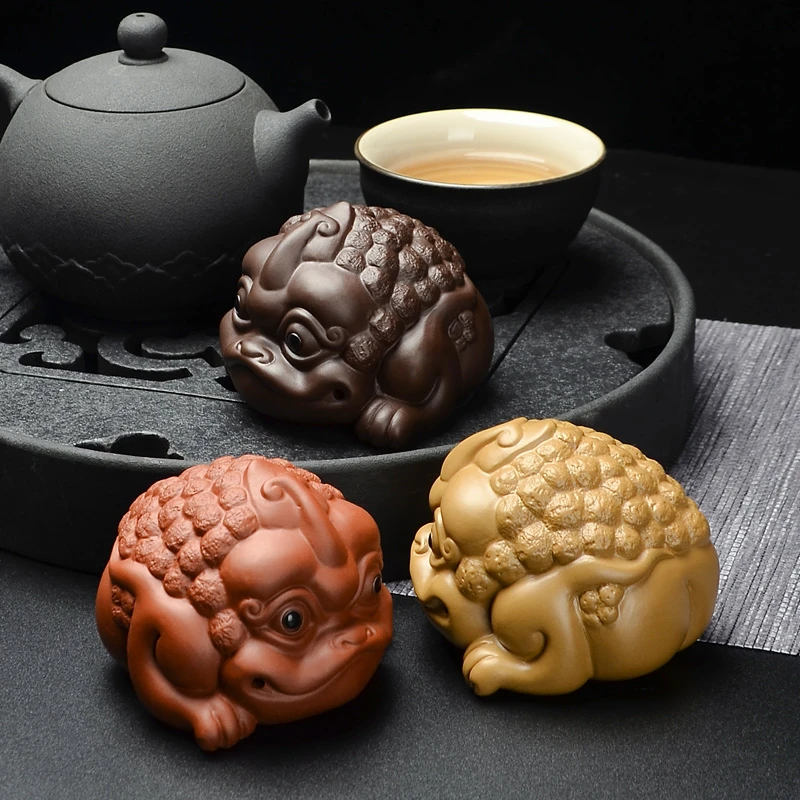 紫砂三足金蟾茶宠摆件可养茶盘装饰摆设茶台上的精品茶趣蟾蜍茶具