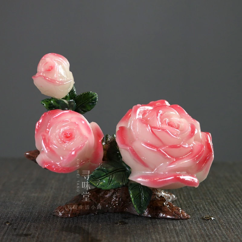 变色茶宠轻奢花开富贵新品创意树脂牡丹荷花个性茶盘茶道摆件家用