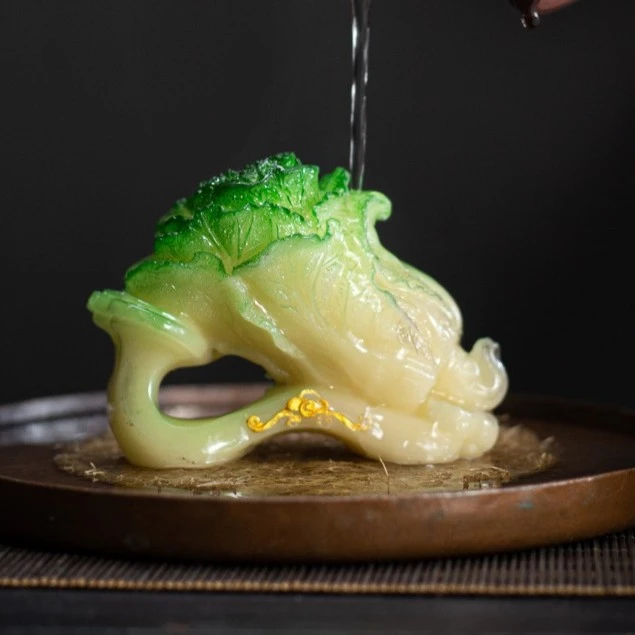 变色如意白菜茶宠树脂茶盘装饰配件可养创意家用茶台茶玩摆件可爱